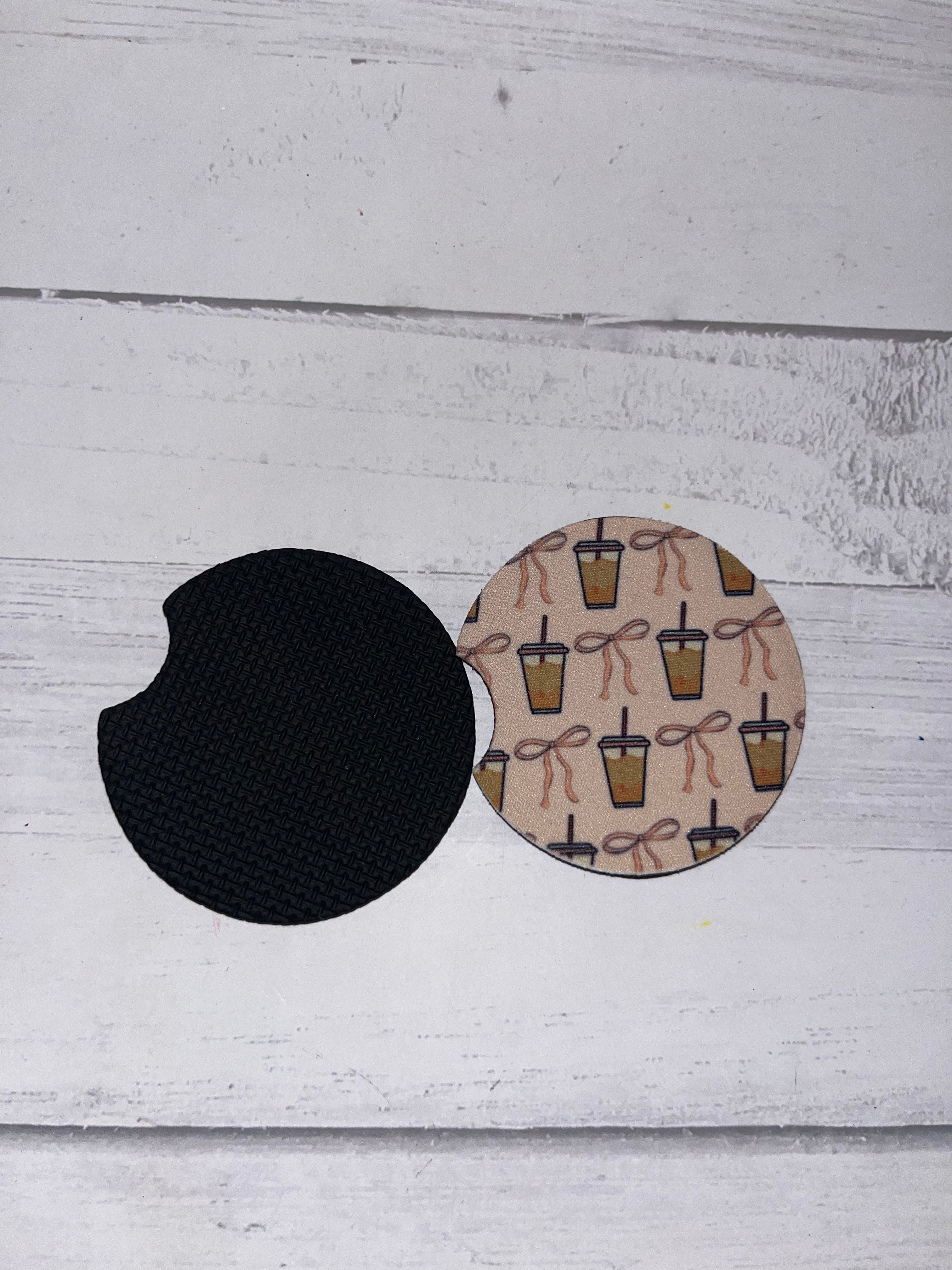 Coquette coffee and bows car coaster set