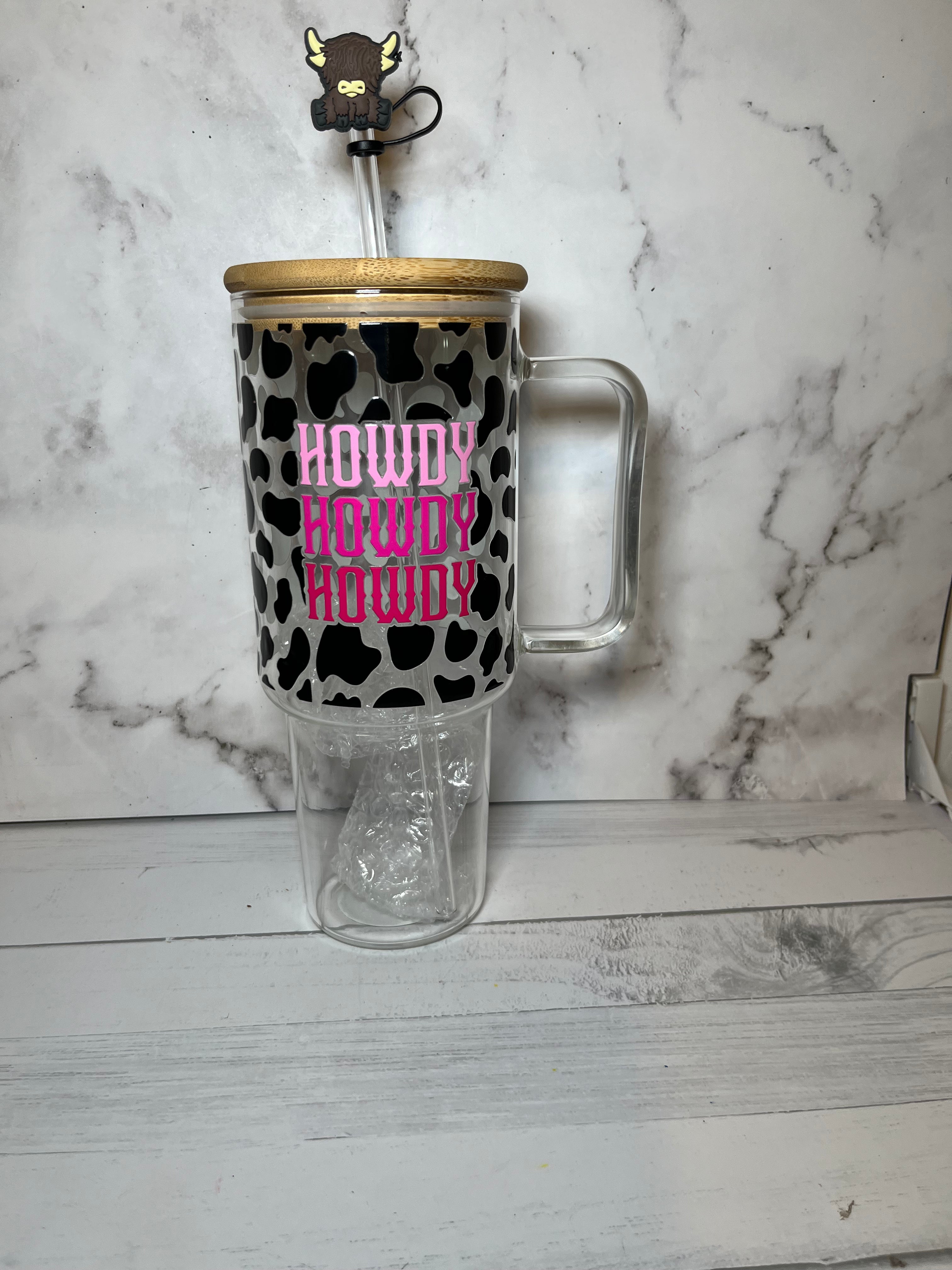 Howdy 40 oz glass cup